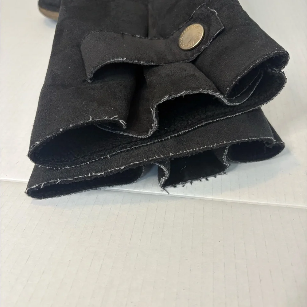 Stella McCartney Womens 37.5 US 7.5 Black Faux Suede Sherpa Over Knee Tall Boot